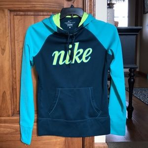 Teal/dark blue green Nike hooded sweatshirt